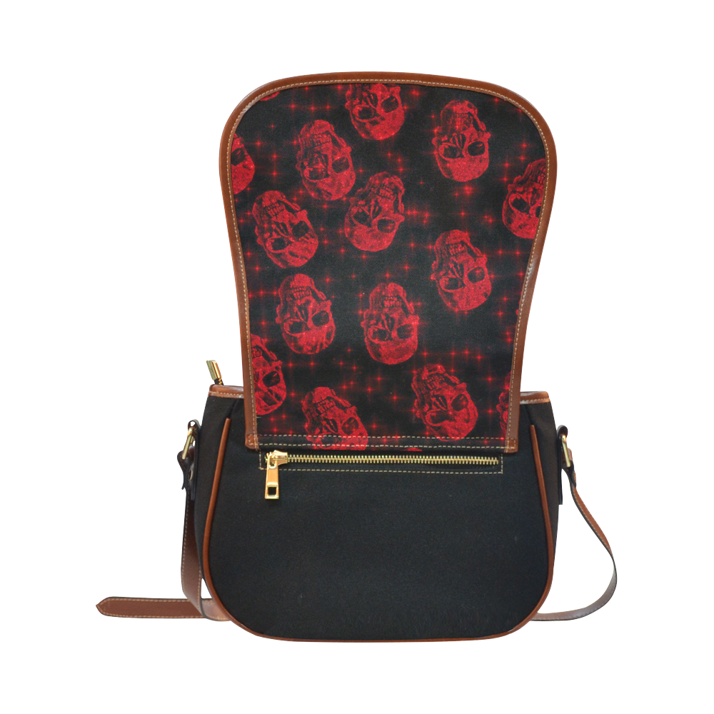 sparkling glitter skulls red by JamColors Saddle Bag/Small (Model 1649)(Flap Customization)