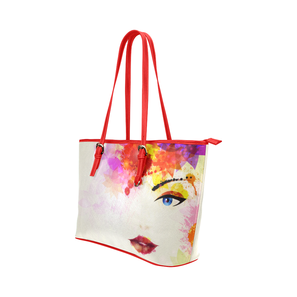 Colorful girl bag Leather Tote Bag/Large (Model 1651)