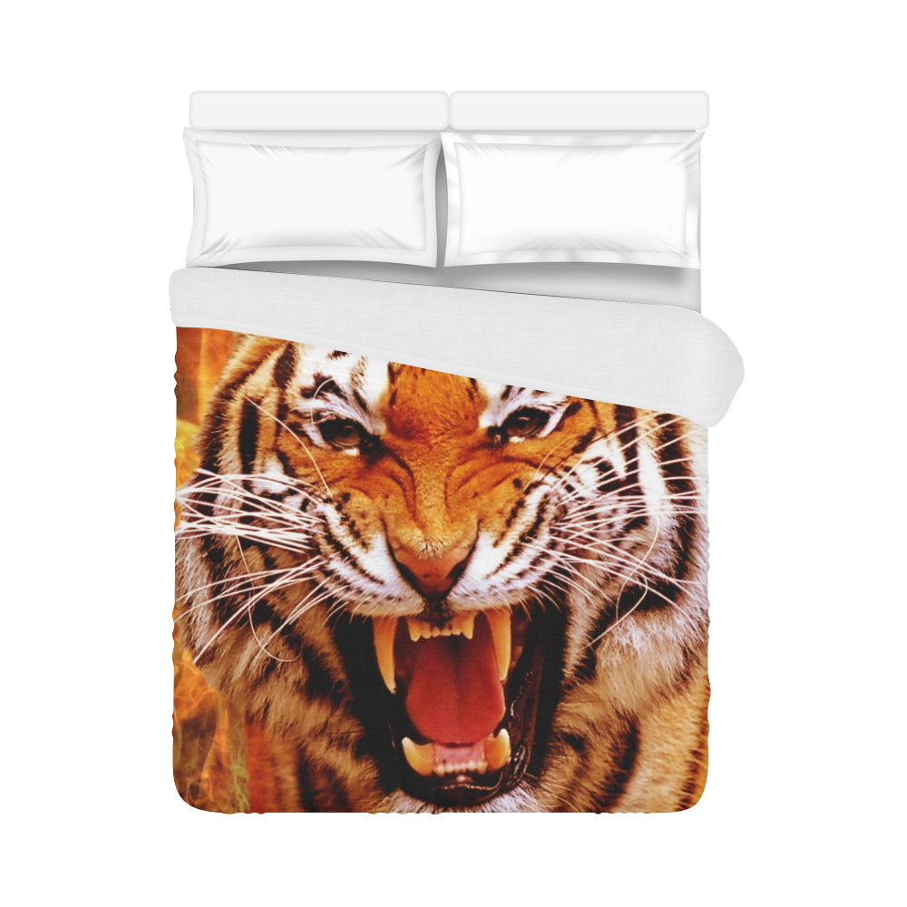 Tiger and Flame Duvet Cover 86"x70" ( All-over-print)