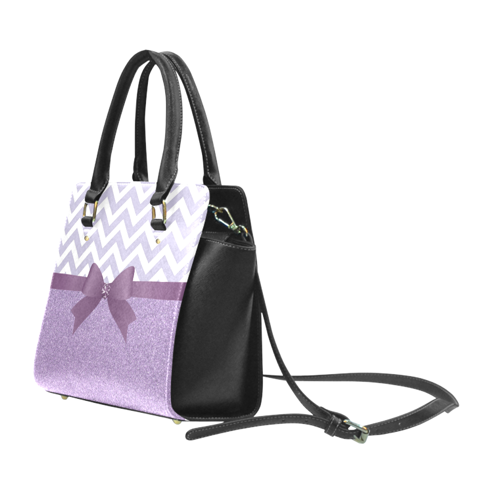 Purple Glitter, Purple Chevron, Purple Bow Classic Shoulder Handbag (Model 1653)