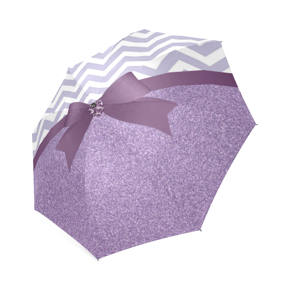 Purple Glitter, Purple Chevron, Purple Bow Foldable Umbrella (Model U01)