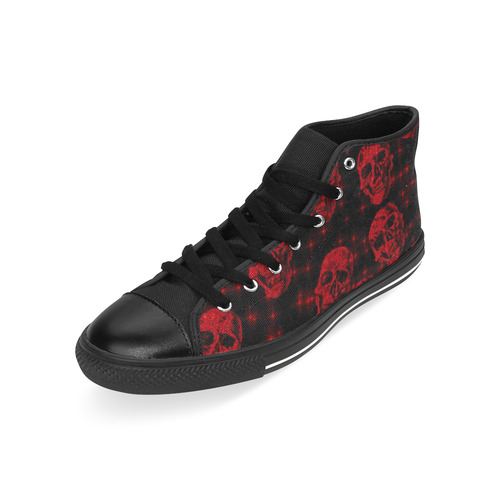 sparkling glitter skulls red by JamColors High Top Canvas Shoes for Kid (Model 017)