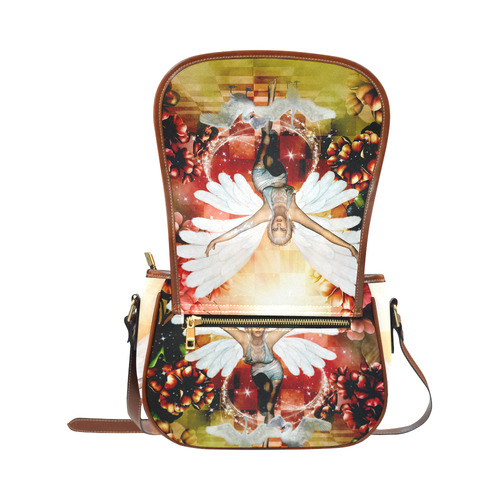 Fairy with swan Saddle Bag/Small (Model 1649) Full Customization