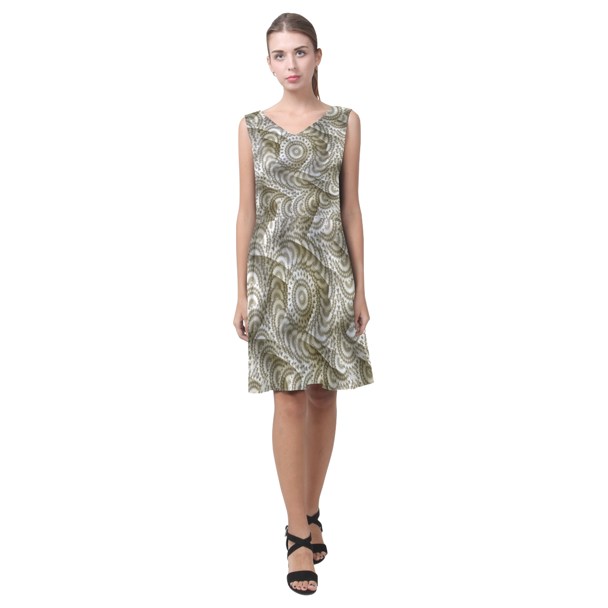Batik Maharani #4A - Jera Nour Chryseis Sleeveless Pleated Dress(Model D07)