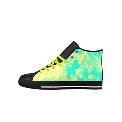 Effect marble green & yellow Aquila High Top Microfiber Leather Women's Shoes (Model 027)