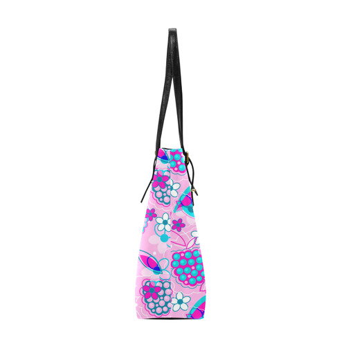 Berry Pink Fruit Flowers Floral Pattern Euramerican Tote Bag/Small (Model 1655)