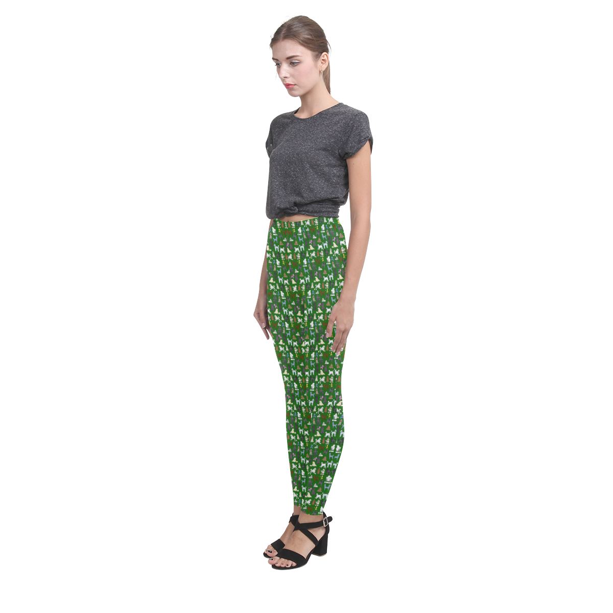 Poodle Leggings Dk Green Cassandra Women's Leggings (Model L01)