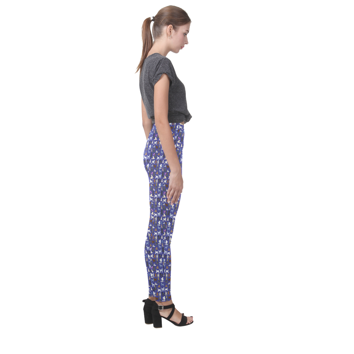 Poodle Leggings Navy Cassandra Women's Leggings (Model L01)