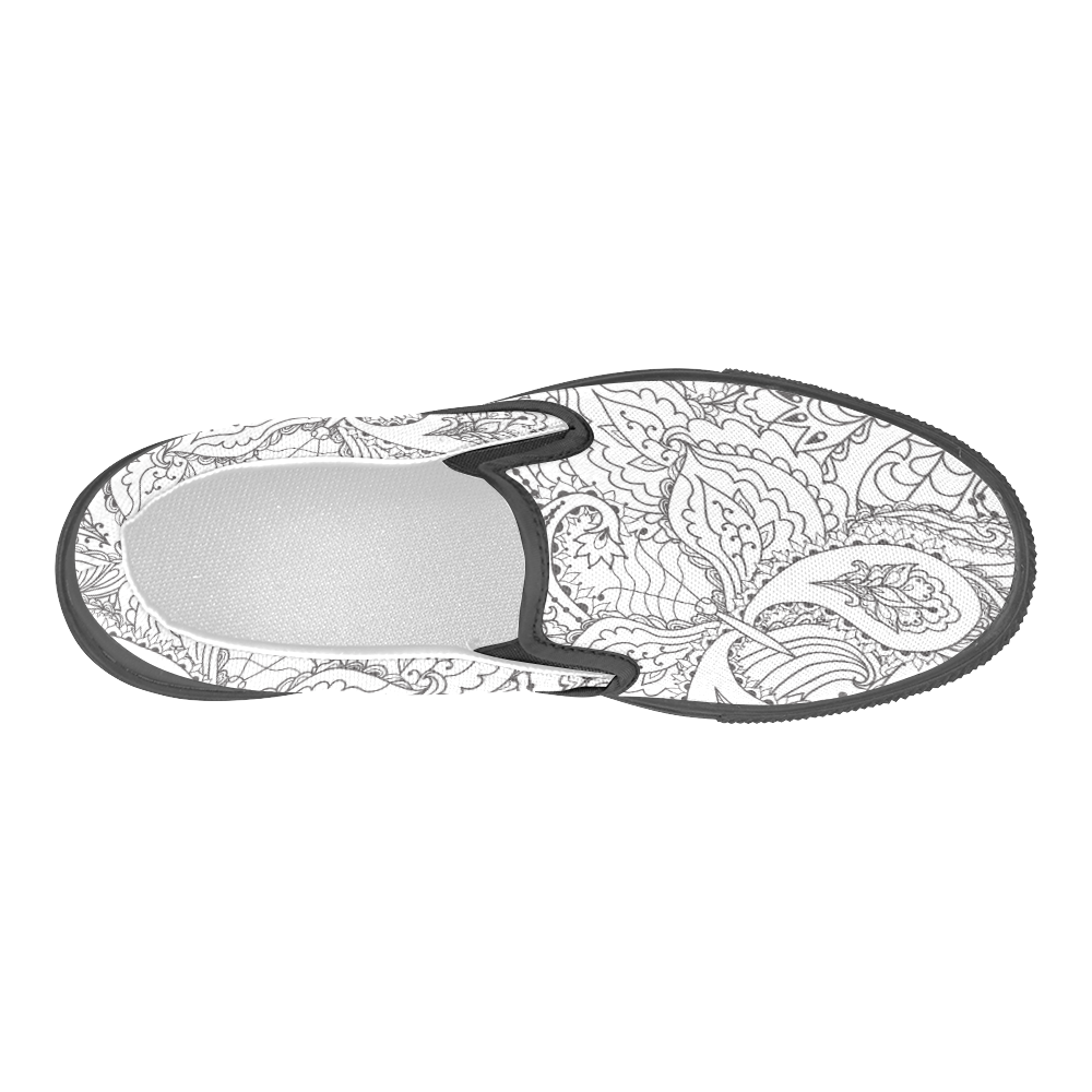 Floral Sketch Men's Slip-on Canvas Shoes (Model 019)