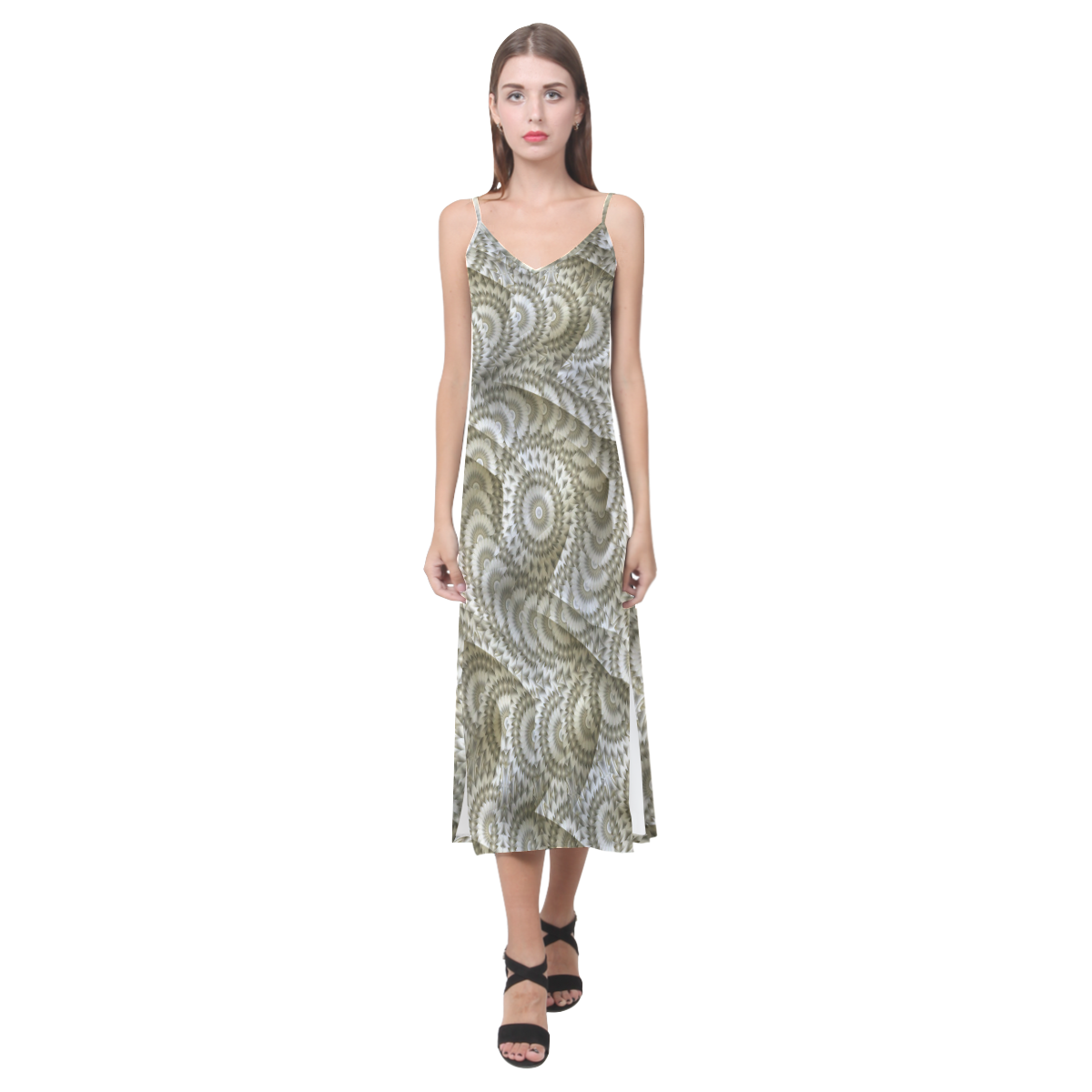 Batik Maharani #4A - Jera Nour V-Neck Open Fork Long Dress(Model D18)