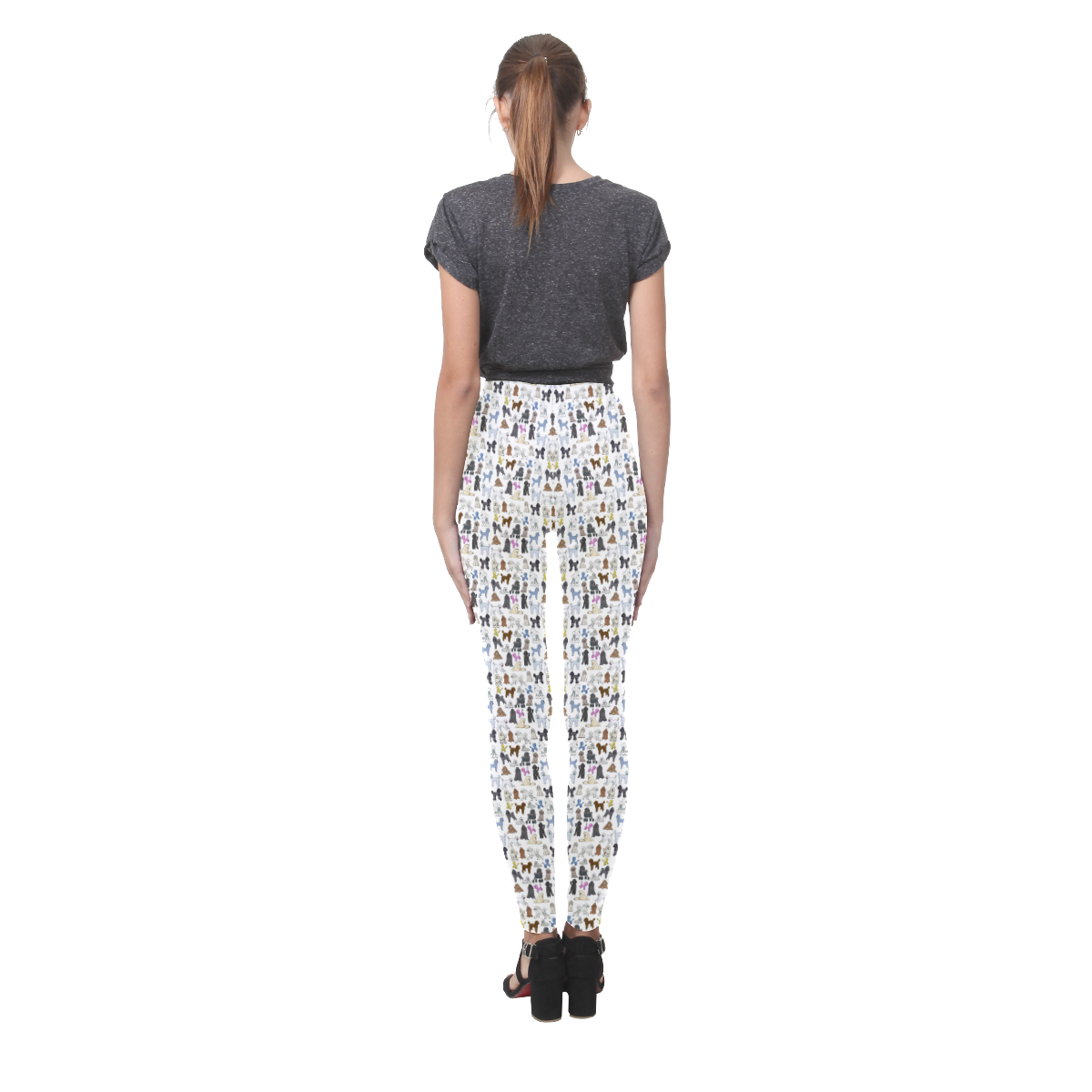 Poodle Leggings White Cassandra Women's Leggings (Model L01)