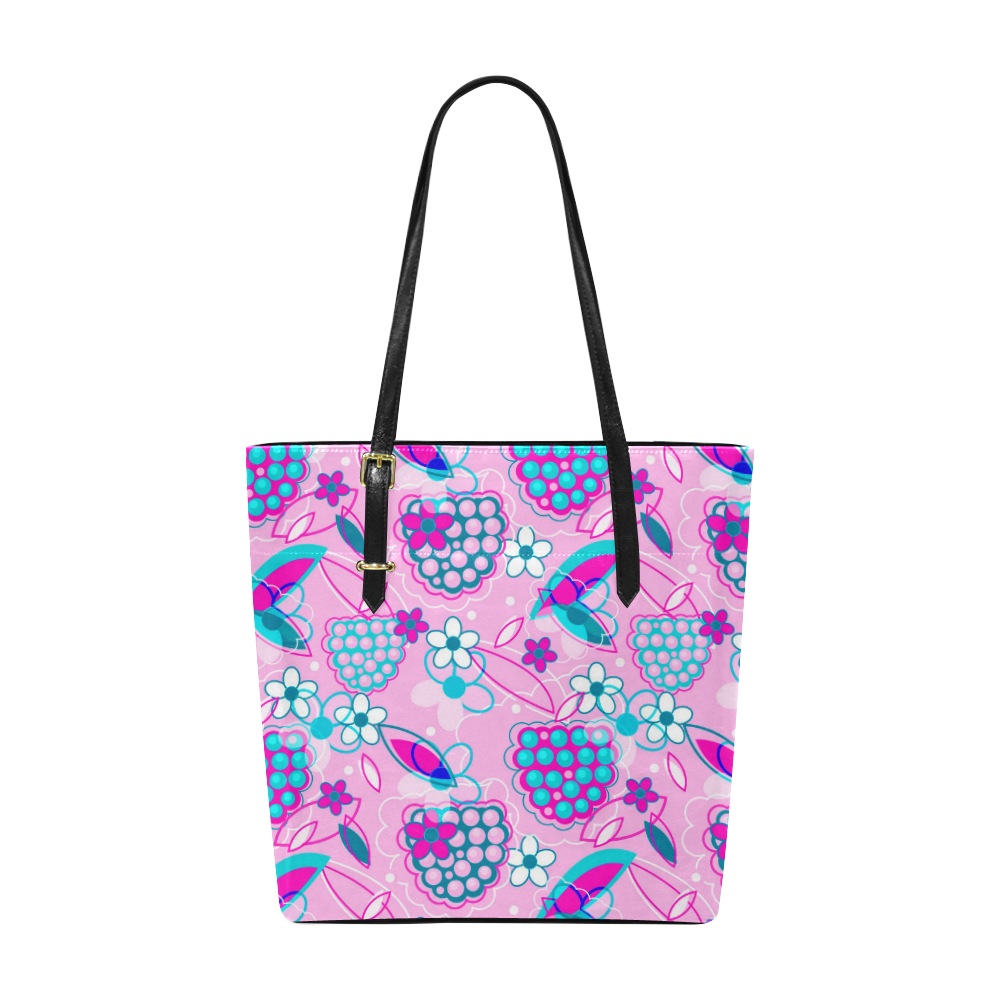 Berry Pink Fruit Flowers Floral Pattern Euramerican Tote Bag/Small (Model 1655)