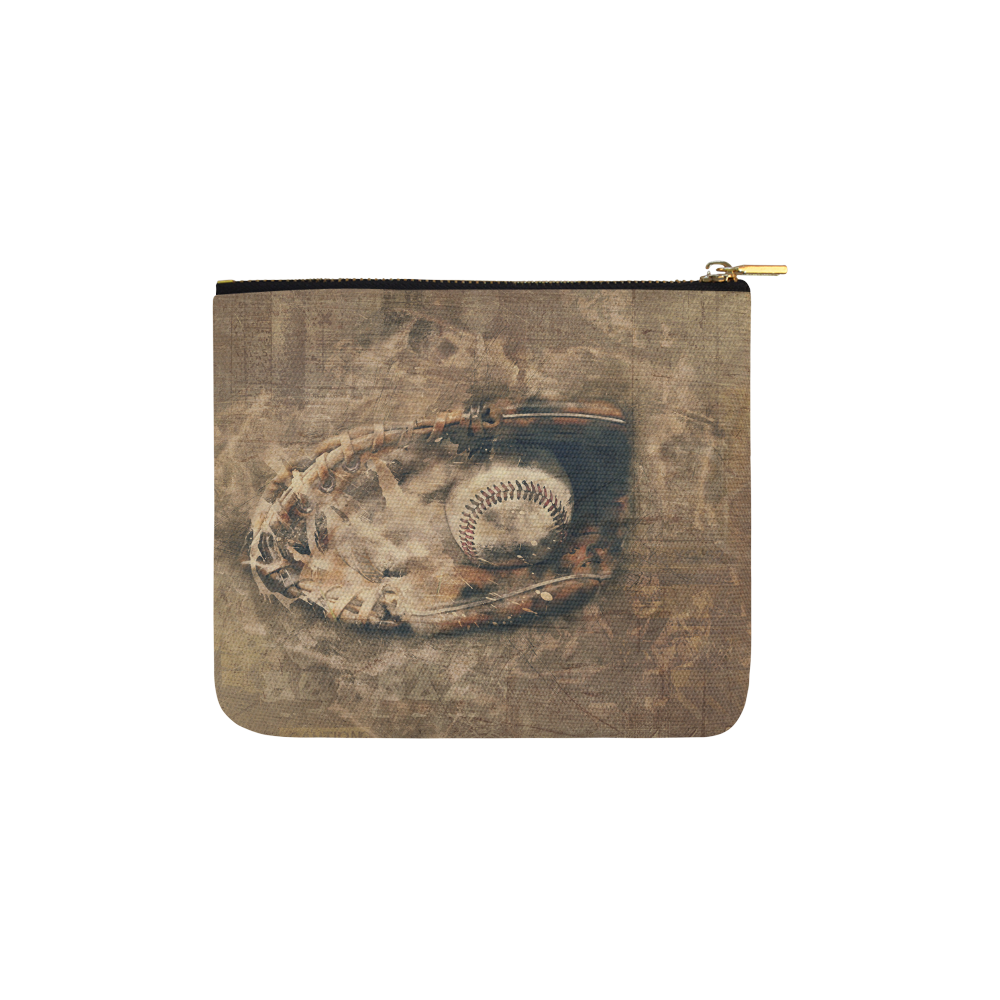 Abstract Vintage Baseball Carry-All Pouch 6''x5''