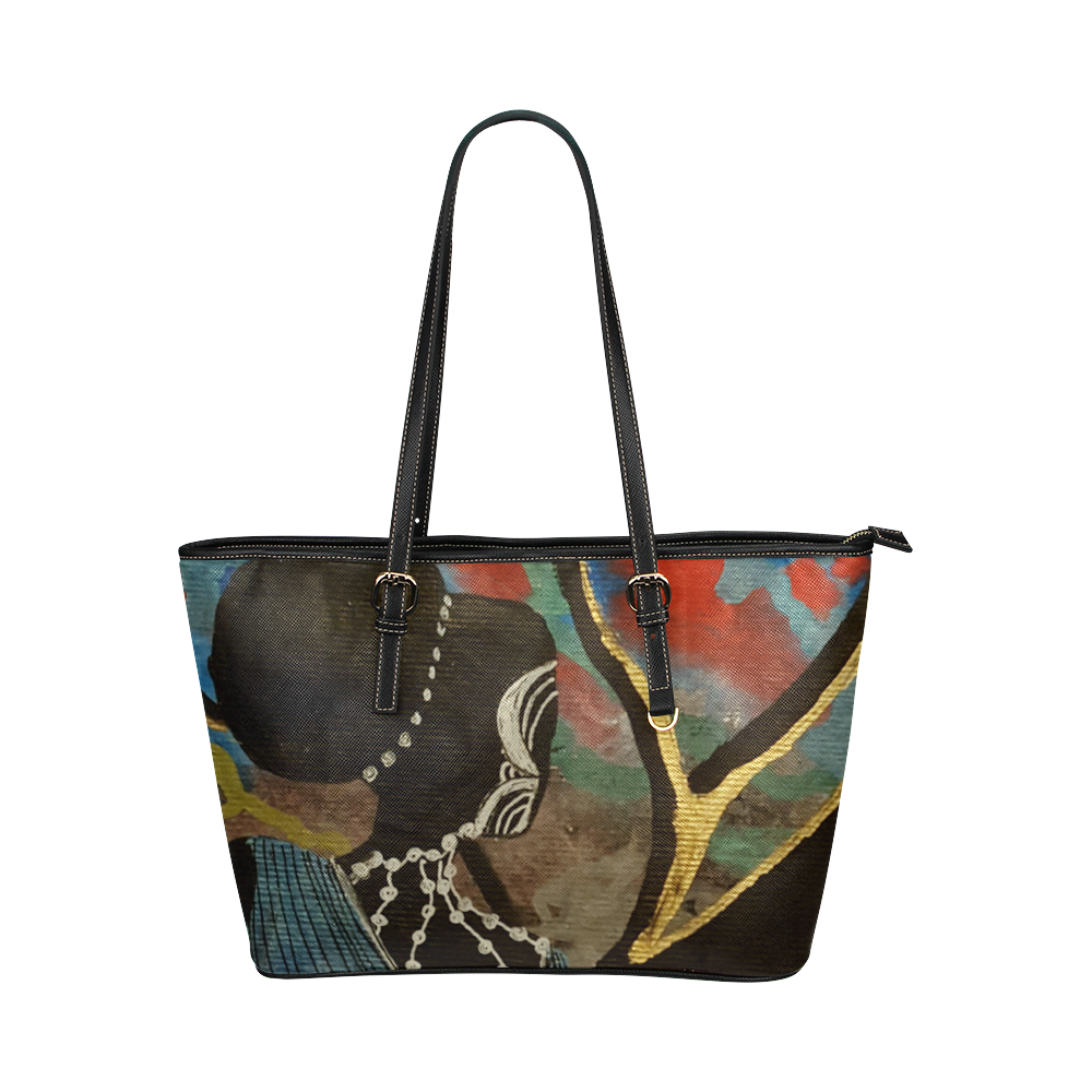 Sillouette Woman Leather Tote Bag/Large (Model 1651)