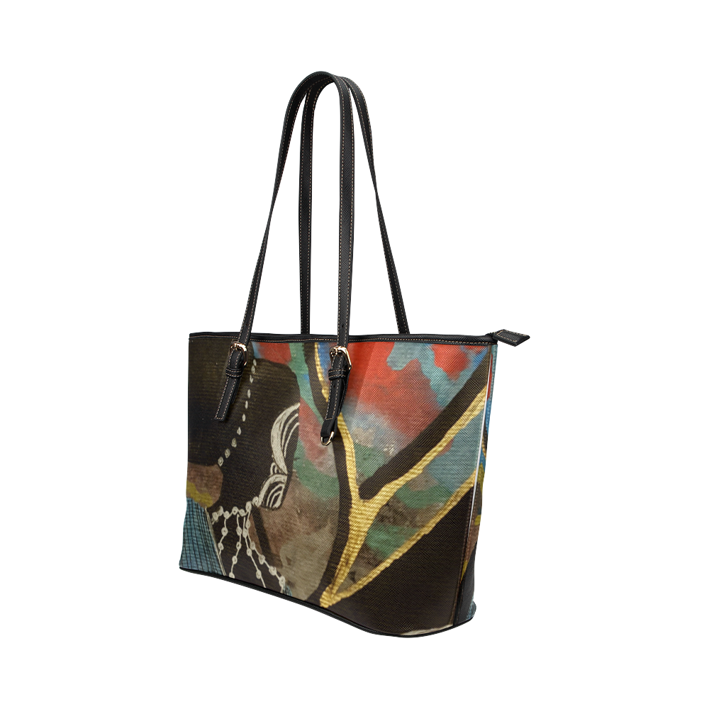 Sillouette Woman Leather Tote Bag/Large (Model 1651)