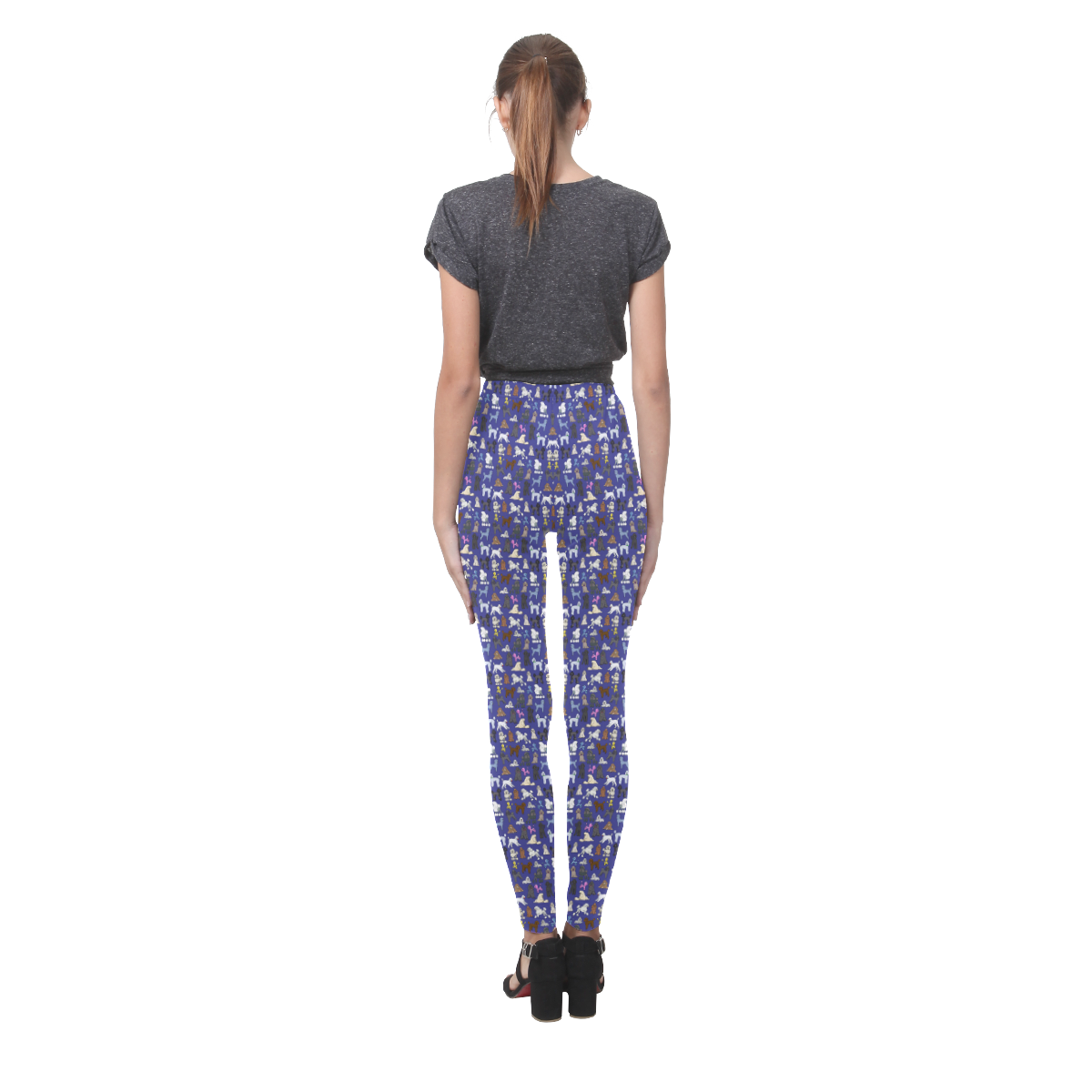 Poodle Leggings Navy Cassandra Women's Leggings (Model L01)