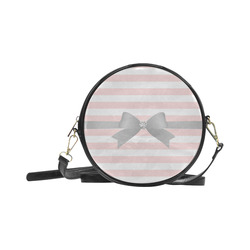 Pink White Stripes with Silver Bow Round Sling Bag (Model 1647)