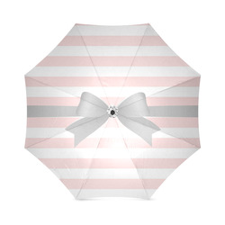 Pink White Stripes with Silver Bow Foldable Umbrella (Model U01)