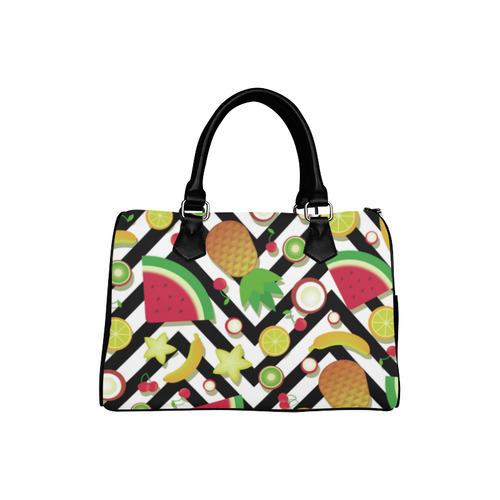 Fruit Watermelon Cherries Chevron Stripes Boston Handbag (Model 1621)