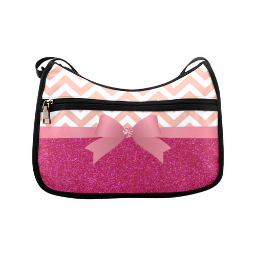 Pink Chevron, Hot Pink Glitter and Bow Crossbody Bags (Model 1616)
