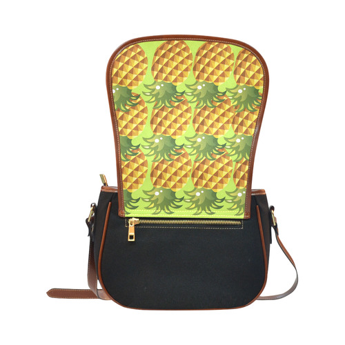 Pineapple Fruit Green Leaves Nature Saddle Bag/Small (Model 1649)(Flap Customization)