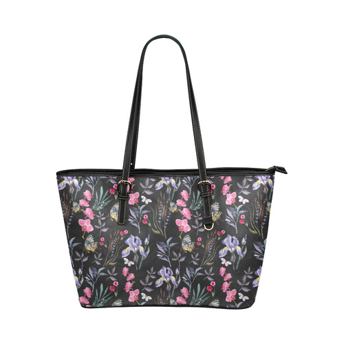 Wildflowers I Leather Tote Bag/Large (Model 1651)