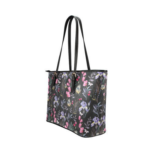 Wildflowers I Leather Tote Bag/Small (Model 1651)