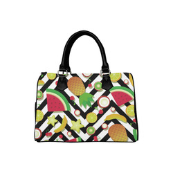 Fruit Watermelon Cherries Chevron Stripes Boston Handbag (Model 1621)