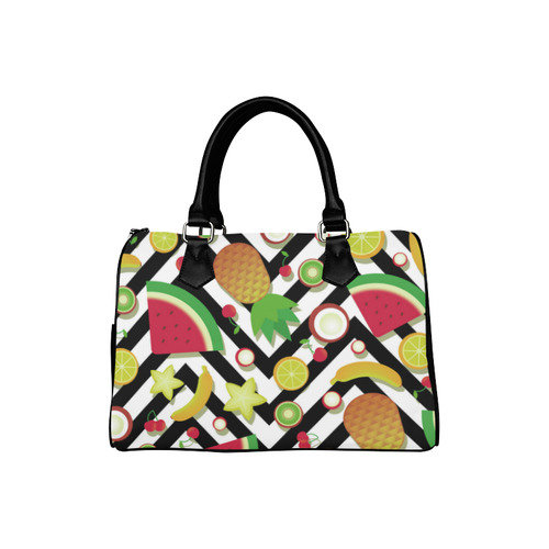 Fruit Watermelon Cherries Chevron Stripes Boston Handbag (Model 1621)