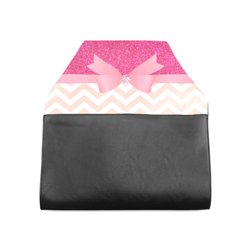 Pink Chevron, Hot Pink Glitter and Bow Clutch Bag (Model 1630)