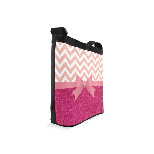 Pink Chevron, Hot Pink Glitter and Bow Crossbody Bags (Model 1613)