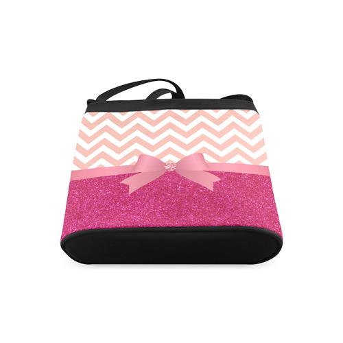 Pink Chevron, Hot Pink Glitter and Bow Crossbody Bags (Model 1613)