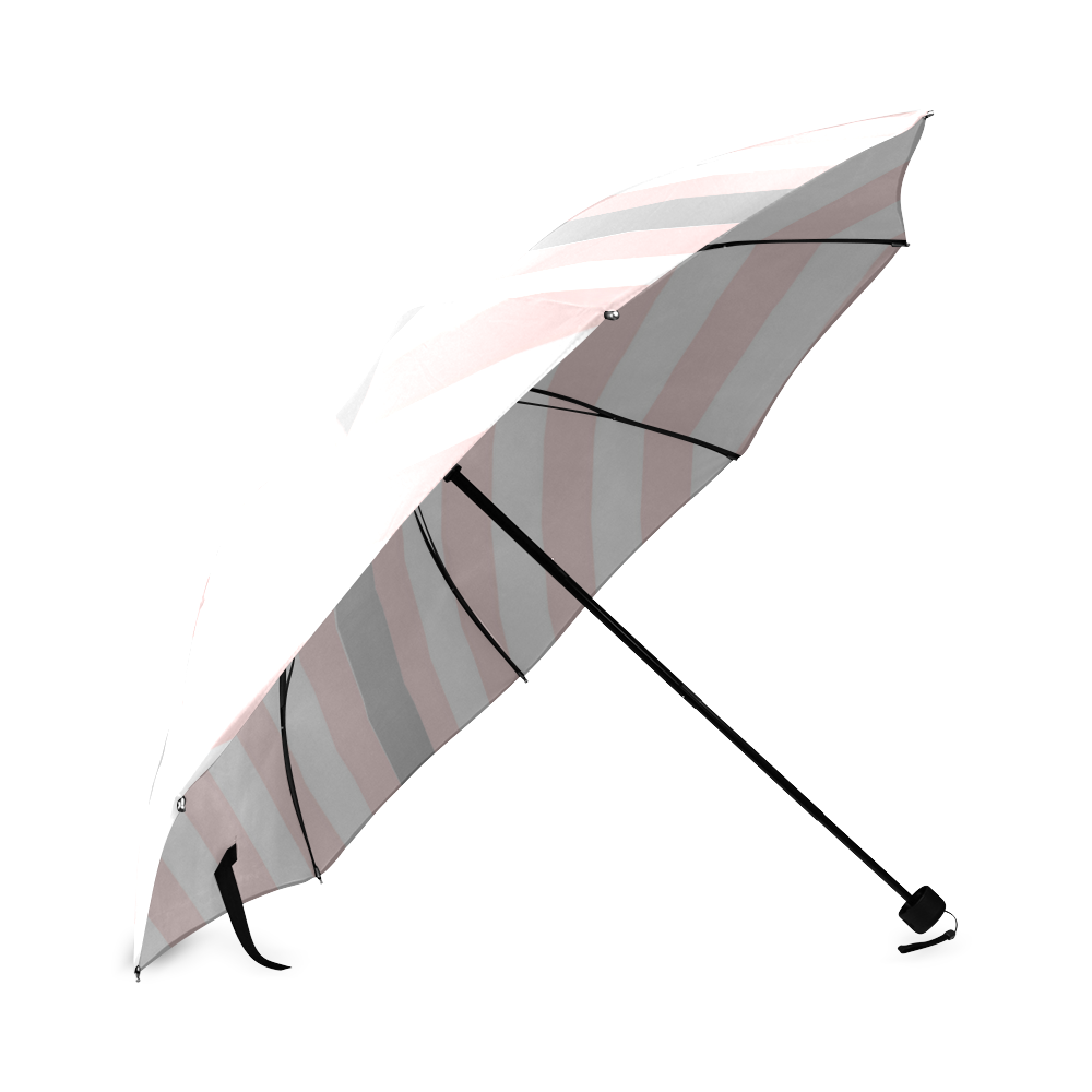 Pink White Stripes with Silver Bow Foldable Umbrella (Model U01)
