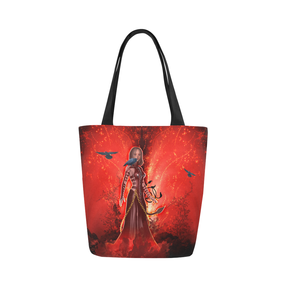 The dark side with fairy and crow Canvas Tote Bag (Model 1657)