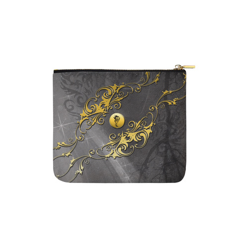 Tribal dragon on yellow button Carry-All Pouch 6''x5''