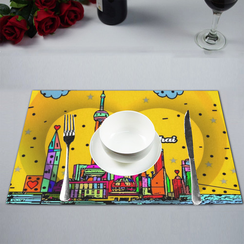 Shanghai by Nico Bielow Placemat 12’’ x 18’’ (Set of 6)