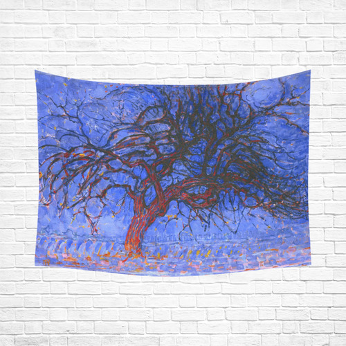 Piet Mondrian Evening Red Tree Cotton Linen Wall Tapestry 80"x 60"