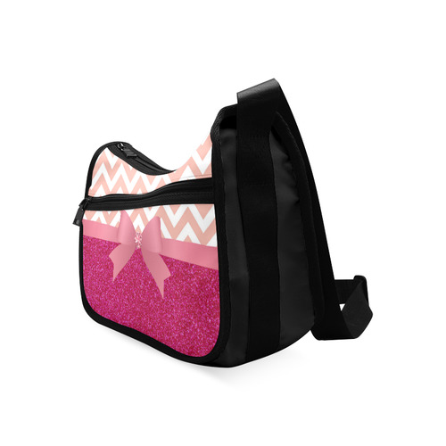 Pink Chevron, Hot Pink Glitter and Bow Crossbody Bags (Model 1616)