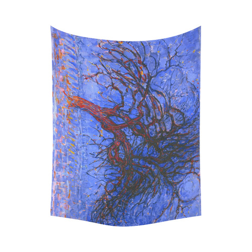 Piet Mondrian Evening Red Tree Cotton Linen Wall Tapestry 80"x 60"