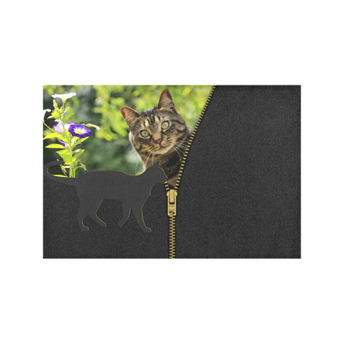 ZIPPER CUTE CAT FLOWERS Placemat 12''x18''