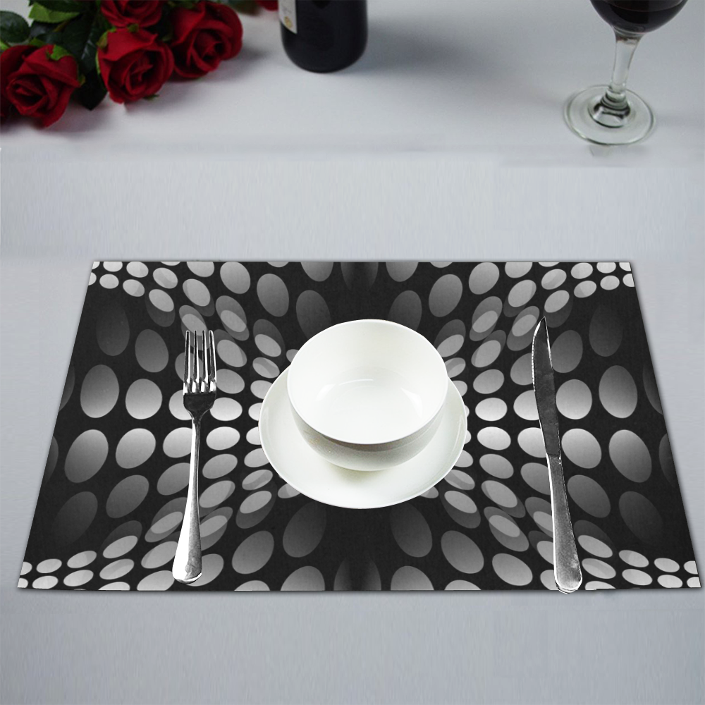 Abstract Dots HOURGLASS black grey white Placemat 12''x18''