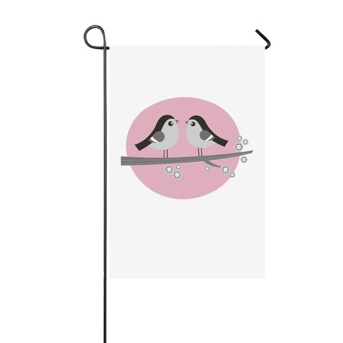 Hand drawn LOVE Birds / Black pink Garden Flag 12‘’x18‘’（Without Flagpole）