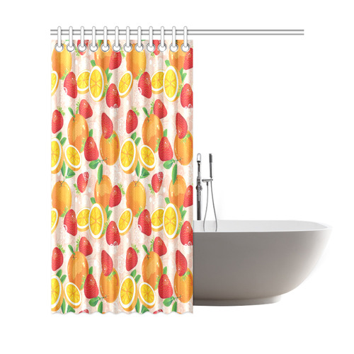 Strawberry Orange Hearts Fruit Pattern Shower Curtain 69"x72"