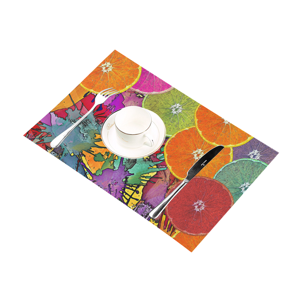 Pop Art Pattern Mix ORANGES SPLASHES multicolored Placemat 12''x18''