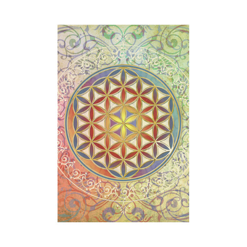 FLOWER OF LIFE vintage ornaments green red Garden Flag 12‘’x18‘’（Without Flagpole）