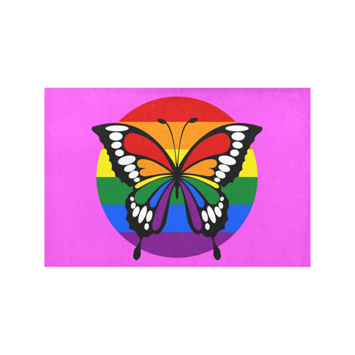 Dot Rainbow Flag Stripes Butterfly Silhouette Placemat 12''x18''