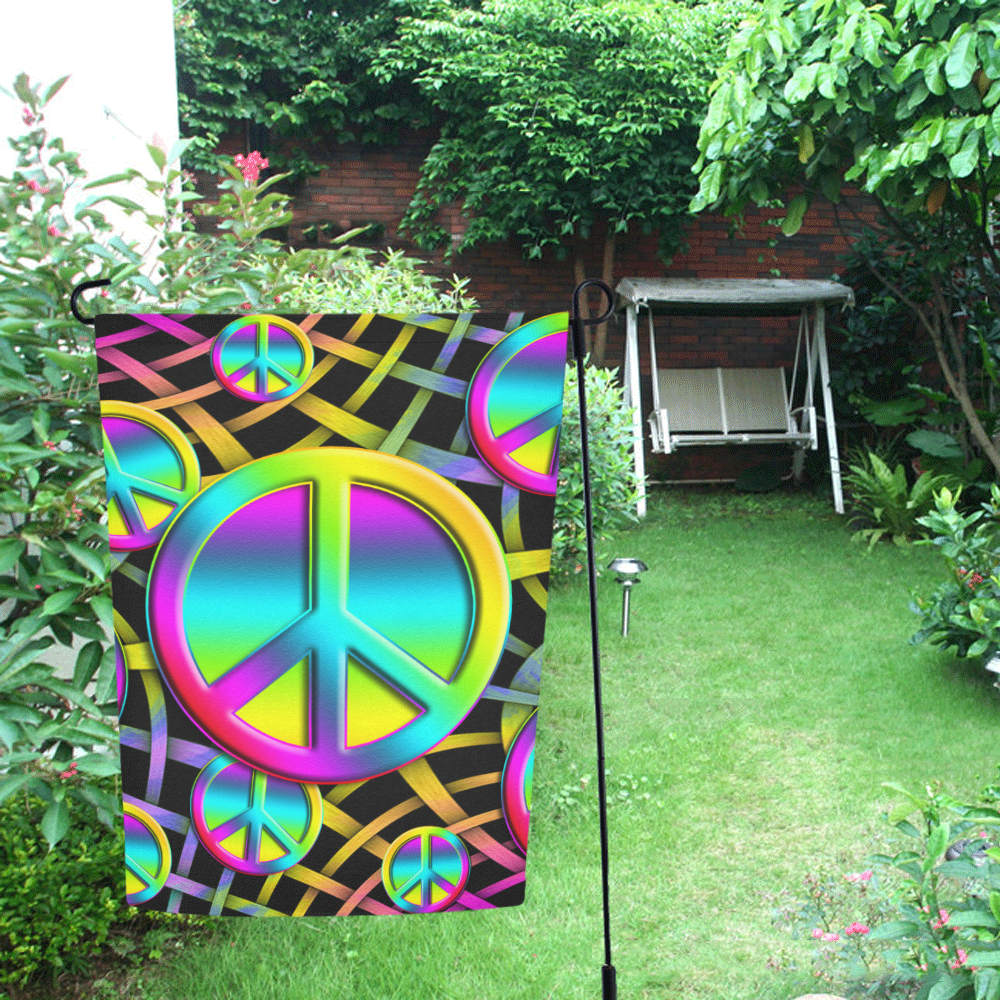 Neon Colorful PEACE pattern Garden Flag 12‘’x18‘’（Without Flagpole）
