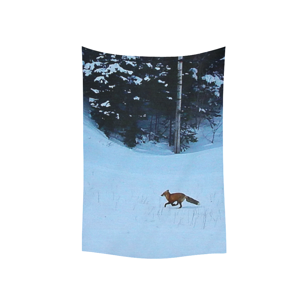 Fox on the Run Cotton Linen Wall Tapestry 40"x 60"
