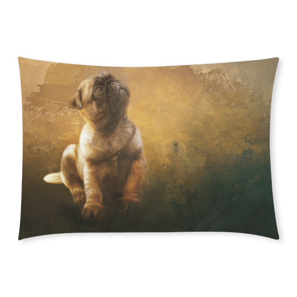 Cute painting pug puppy Custom Rectangle Pillow Case 20x30 (One Side)
