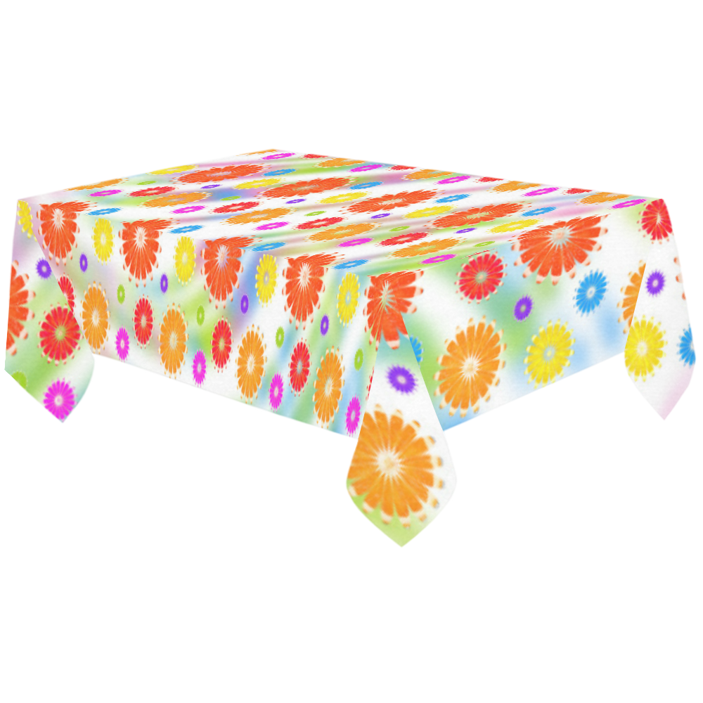 daisy n oranges Cotton Linen Tablecloth 60"x120"